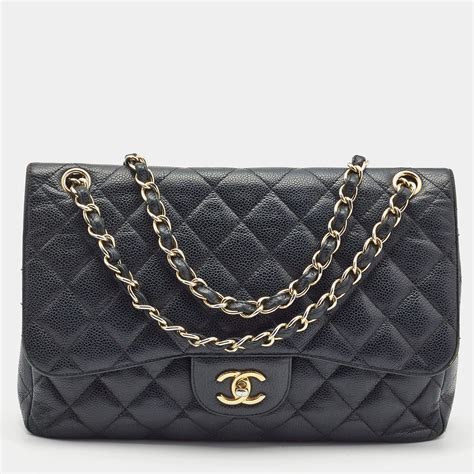 chanel jumbo flap caviar price 2018|Chanel Black Quilted Caviar Jumbo Classic Double Flap Gold Har.